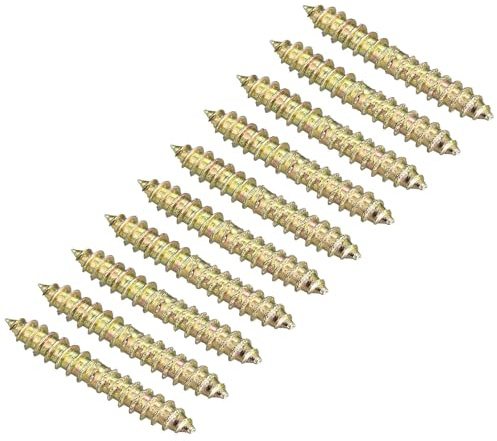 TOP-VIGOR 12Pcs Hanger Bolts, M4x30mm Double Ended Self-Tapping Thread Wood to Wood Dowel Screws, Double Ended Dowel Screws, Screw Dowels Hanger for Connecting