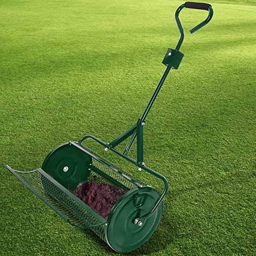Épandeurs de pelouse et de jardin, rouleau en maille métallique robuste de 24 pouces, épandeur à pousser/remorquer, compost, mousse de tourbe, terre végétale, paillis - Entretien du jardin et de la
