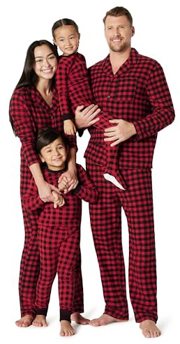 Amazon Essentials Damen Passende Weihnachts-Pyjama-Sets für die ganze Familie, Klassisches Buffalo-karo, S