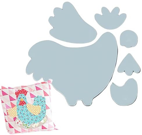 Buerfu Quilt-Vorlagen-Set mit Huhn-Motiv, wiederverwendbare Schnittmuster-Schablonen, Zubehör für Bastelarbeiten, Nähen, einfache Formen