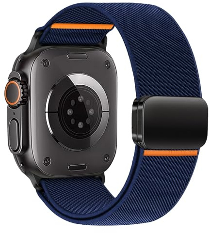 Elástica Correas para Apple Watch Ultra/2 Correa 49mm 46mm 45mm 44mm 42mm 41mm 40mm 38mm Hombre/Mujer,Nylon Deportiva Magnético Banda Ajustable Repuesto Correa para iWatch Series 10 9 8 7 6 5 4 3 SE/2