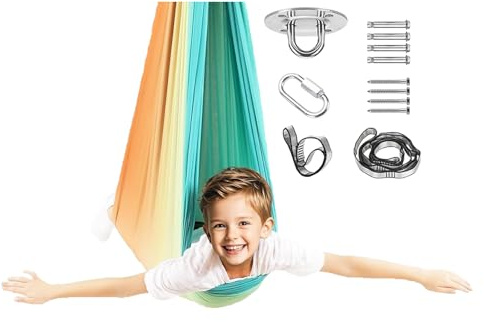 Sensory Swing, Kids Sensory Swing Chair Hammock, Multi-Functional Portable Calming Adjustable Game For Relaxation, Bedrooms, Lounging, Quiet Playtime, Playrooms, Versatile Stall