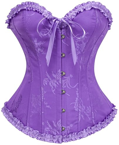 Vrapo Bustier Corsé Top para Mujer - Corset Overbust Encaje Cintura Cincher Shapewear Lencería