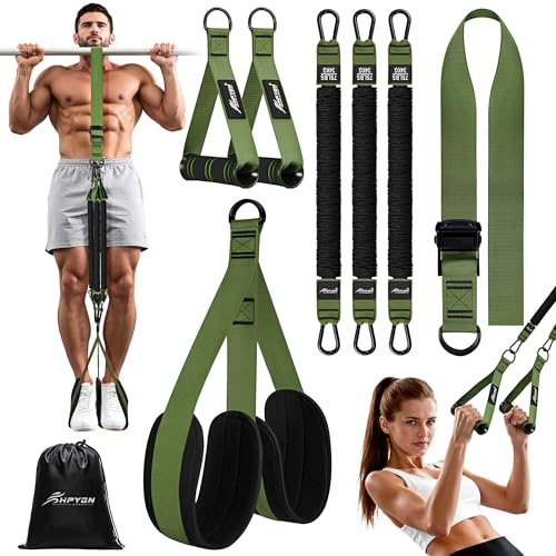 HPYGN Pull Up Assistance Bands, Heavy Resistance Bands with Handles, Exercise Bands for Pull Up Bar, Adjustable Weight/Size, Resistance Bands Set Men for Strength Training, Home Gym Equipment