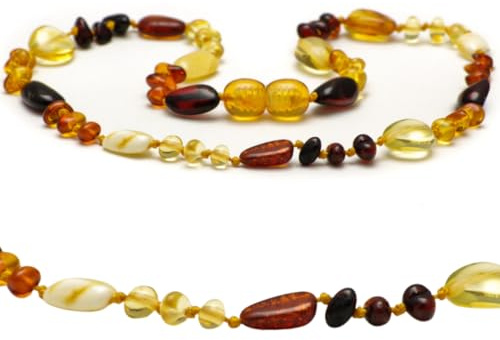 Collar de ámbar hecho a mano – Auténtica joya de ámbar natural para mujeres, hombres y adolescentes – Cadena unisex de ámbar báltico, idea de regalo, amuleto de la suerte, cadena de piedras preciosas