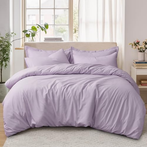 Tifschlaf Super King Duvet Set - Superking Duvet Cover with 2 Pillowcases - Ultrasoft Brushed Microfiber Quilt Cover Bedding Set with Zip Fastening, Lavender Purple (260x220)