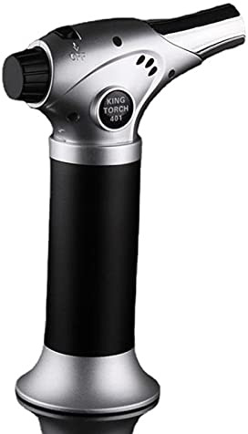 Butane Torch, Refillable Cooking Torch with Safety Lock and Adjustable Flame, One-Handed Operation for Desserts, Crème Brûlée, BBQ, and Baking (Butane Gas Not Included)