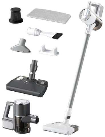 JUXDZISHW White,Trapeador Electrico Inalámbrica, Aspiradora y Trapeador Fregona Eléctrica Limpiador de Piso Electrico, Apto para Suelos de Madera, Baldosas y Moqueta de Todo Tipo