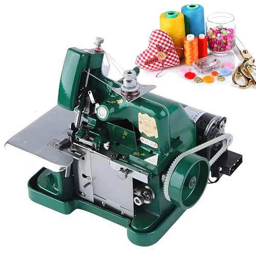 Drmoxin Máquina De Coser Overlock Y Recubridora De Mano con Estructura Metálica, Remalladora Industrial, 3000 Puntadas/Min, Longitud De Puntada Ajustable, para La Industria Textil