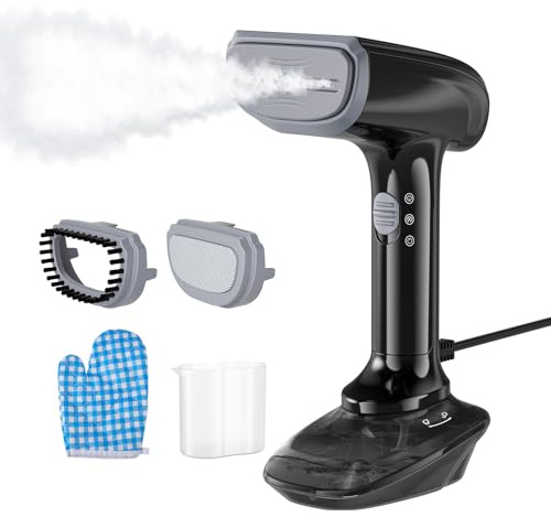 Trsaow Vaporizador de Mano 1200W, Calentamiento Rápido 30s, Vapor Continuo 23g/min, Depósito 300ml Desmontable, Vaporizador Portátil para Ropa con Accesorios