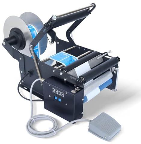 ShaiVrissian Etikettiergerät Für Runde Flaschen Und Dosen,Manuelle Etikettiermaschine,Etikettenapplikator Mit 20-40 Stück/Minute,Für Etikettenlängen Von 30–300 Mm,Für Dosen Und Kunststoffbehälter