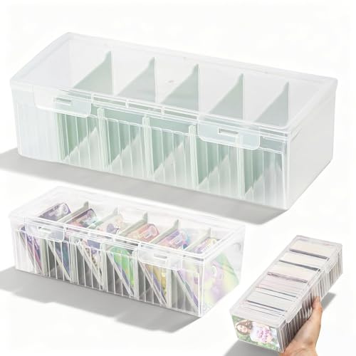CVASNF 2 scatole di vocabolario, trasparenti, con separatori rimovibili, con coperchio per fino a 600 carte per biglietti da visita, 23,5 x 9,5 x 6,8 cm