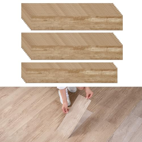 Suelo Vinílico Adhesivo de PVC,CEIEVER Revestimiento de suelo de Vinilo Autoadhesivo con Efecto Madera 1,5 m² Planchas de Vinilo Autoadhesivas 25 piezas 40X15CM,para Salón,Cocina (D)