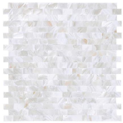 Reovatile 1 foglio di conchiglie di perle per piastrelle, autoadesive, per cucina, bagno, camera da letto (30 x 30 cm, bianco)
