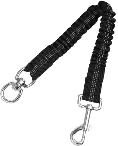 Zerodeko Reflective Elastic Dog Leash Extension, Nylon Adjustable Bungee Leash for Small And Medium Dogs - Durable, Comfortable, Perfect for Walking And Running - Black 17~25 In*1 in