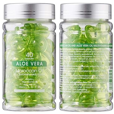 Hair Vitamin Serum Capsule, Hair Vitamin Serum Oil Capsules, Multivitamin Smoothing Hair Serum for Hair Repair, Moisturizing, Conditioner for Women & Men (Aloe vera)