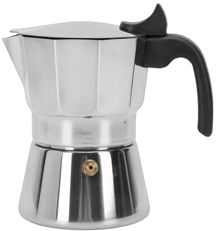 Asixxsix Cafetière Octogonale en Acier Inoxydable, Cafetière Italienne, Percolateur à Moka avec Poignée et Bouton Résistants à la Chaleur pour un Expresso de Style Cubain Authentique (3 tasses 150ML)