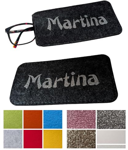 Generisch Handmade Damen Herren Filz Brillenetui Einsteck Brillentasche Lesebrille Sonnenbrille Brille Tasche Glitzer Name personalisiert