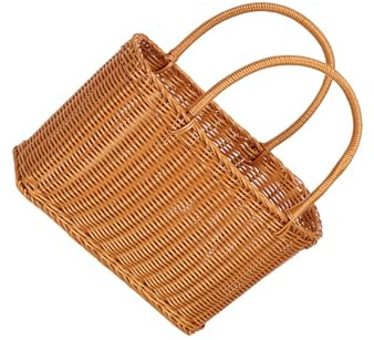 PUXZYAX Cestini portaoggetti Fatti a Mano per Giardinaggio, Soluzione di stoccaggio Durevole ed Elegante, portaoggetti Portatile per Cucina in Rattan Sintetico per Interni ed