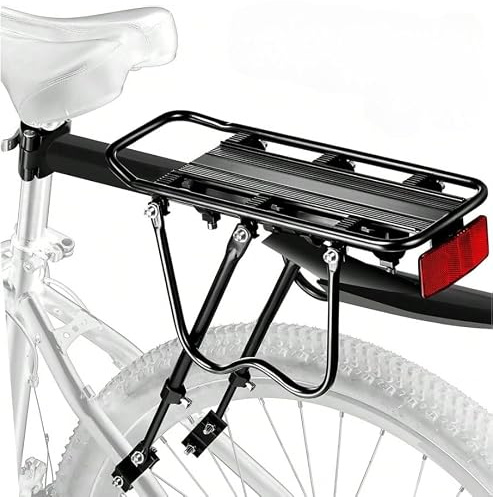 Bicycle Rear Rack for 26 to 29 Inch Bikes, 50 kg Touring Luggage Carrier with Reflector, Adjustable Cargo Support, Heavy Duty Bike Accessories, Touring Equipment, Lightweight Portable Format