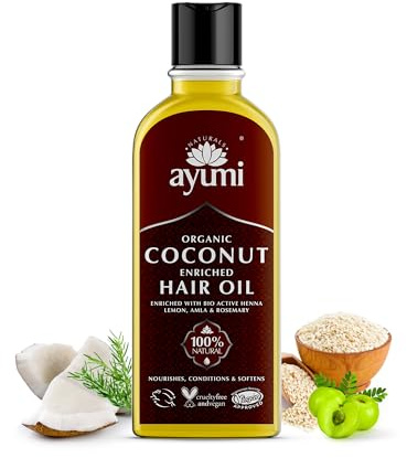 Ayumi Organic Coconut Enriched Hair Oil, Angereichert mit nährenden & stärkenden Extrakten, Reich an Omega 6 für Durchblutung & Haarwachstum 1 x 150ml