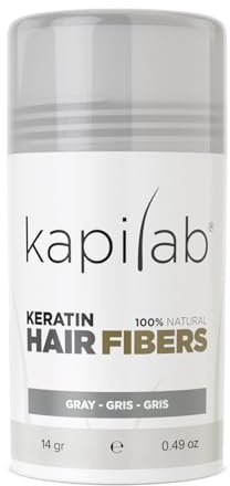 Kapilab Streuhaar Grau, Premium Haarpuder zur Haarverdichtung Haarfasern für Dünner Werdenes Haar Keratin Haarpulver Mehr Volumen Hair Fibers für Männer und Frauen - 12.5 gramm