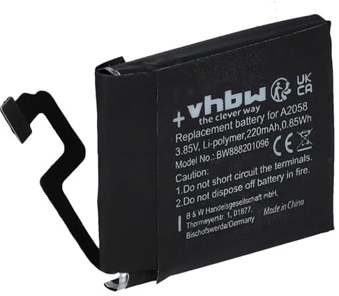 vhbw Batería Compatible con Apple Watch A2007 | A1977, A1975, 4 40mm smartwatch, reloj de actividad (220 mAh, 3,85 V, Li-poli)