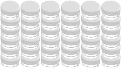 Youyijia 100 Pcs Sample Pots 3ml 3g Clear Cosmetic Container with Lids Round Travel Sample Jar 3x3x1.5 cm Clear Small Sample Containers Bottles Sample Make-Up Storage