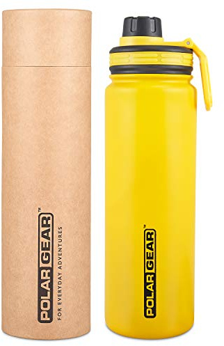 Polar Gear Insulated Water Bottle Yellow 700ml Stainless Steel Double Wall | Double-wall stainless steel, keeps drinks chilled 24 hrs, hot 12 hrs, durable build, ideal for sports, travel, gym, daily use