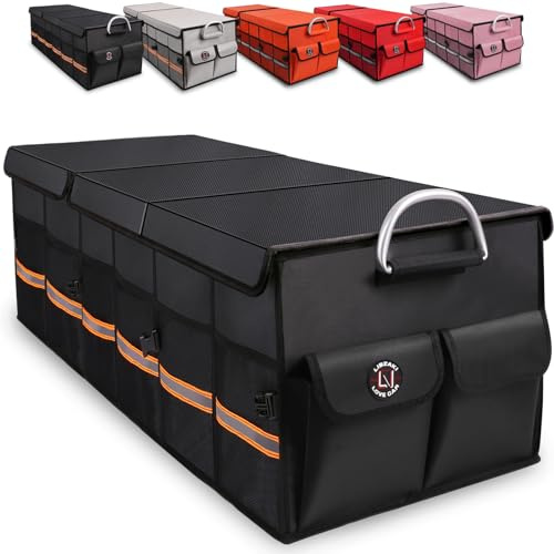 LI LIBZAKI Trunk Organizer Cargo Organizer Trunk Storage Waterproof Collapsible Durable Multi Compartments-((Oversize,Black)