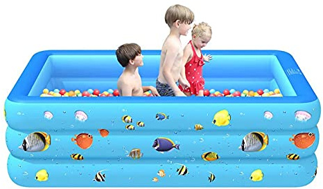 Zhongkaihua - Piscina gonfiabile per bambini a 3 anelli, per bambini, rettangolare, per bambini, piscina per bambini, piscina gonfiabile per esterni