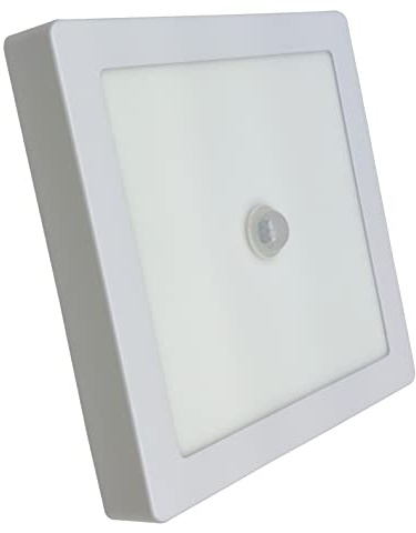 LED ATOMANT 2x Plafon LED Cuadrado Superficie 220mm 20W Luz Fria con Sensor | Color Blanco Frio 6500K, 1800 Lumenes