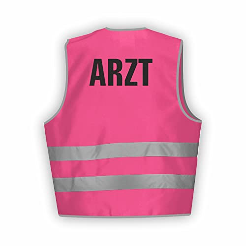 Fassbender-Druck WARNWESTEN - Sicherheitsweste PINK Warnweste nach EN ISO 20471 zertifiziert - Warn Weste für ARZT - Unisex mit hochwertigem Reflektorstreifen (PINK I 3XL/4XL I 10er Set)