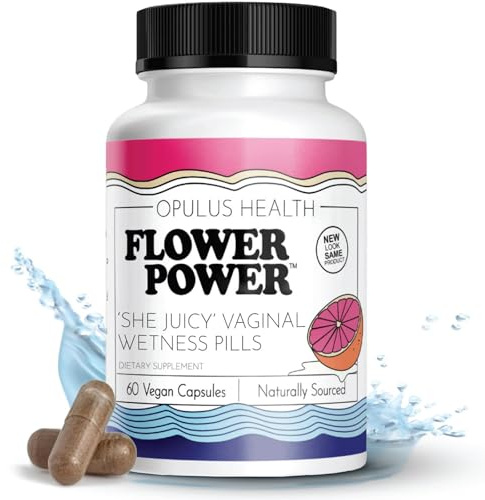 Flower Power Capsules for Feminine Dryness & Feminine Wellness | Slippery Elm for Women | Supports Dryness from Stress & Menopause | Vegan & Cruelty Free | 60 Count | Made in USA