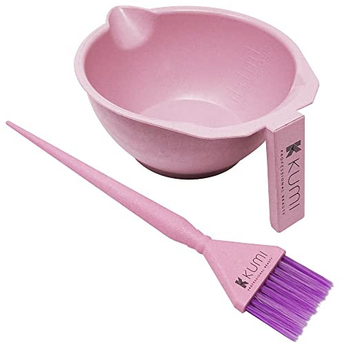 Kumi Professional Wheat Eco-Friendly Pink 2-Piece Tint Bowl & Brush Set - Ideal for Home & Professional Use