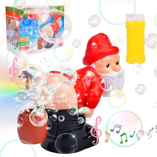 Machine à Bulles Père Noël pour Enfants, Jouet à Bulles Automatique avec Lumières et Musique, Cadeaux pour Enfants, Noël, Anniversaires, Fêtes