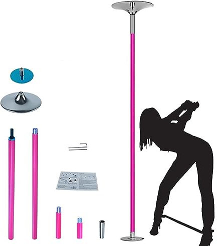 Pole Dance Stange Tanzstange aus Silikon - Verstellbare Höhe Spinnen Tanzstange für Home Club Bar Gym Übung, Komplett-Set Stripper-Stange für 2,3m–3,7m hohe Decken ( Color : Pink , Size : 7.5FT-12FT/2