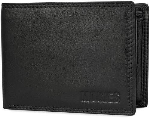 MOKIES Geldbörse Herren – RFID-Schutz – Slim & Flach – Hochwertige Herren-Geldbörse aus Echtleder (Schwarz)