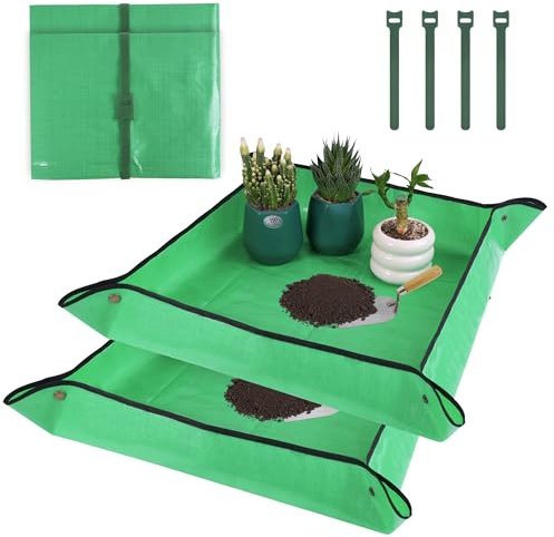 Umtopfmatte für Zimmerpflanzen, Umtopfmatte zum Umtopfen von Pflanzen, Umtopfen und Durcheinanderkontrolle, wasserdichte Pflanzschale, quadratische Gartenmatte, Bodenbehälter für Pflanzenliebhaber, 66