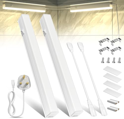 Lamptobe Under Cabinet Kitchen Lights, 5.5W LED Linkable Cupboard Light, 500LM Neutral White 4000K Under Counter Strip Lights,for Shelf,Display Lighting, 11.3inch, 2 Pack