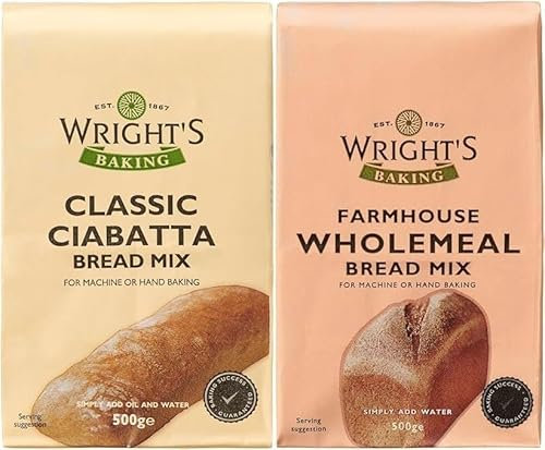 Wright's selection pack | Wholemeal bread mix | Ciabatta Bread Mix | For Machine or Hand Baking | Suitable for Vegetarians