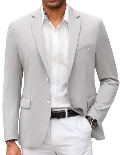 COOFANDY Mens Knit Blazer Slim Fit Business Suit Jackets 2 Button Lightweight Linen Sport Coats