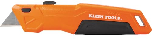 Klein Tools 44301 Retractable Utility Knife with Blade Storage and 5 Extra Blades, Bright Orange, Lightweight Ergonomic Design