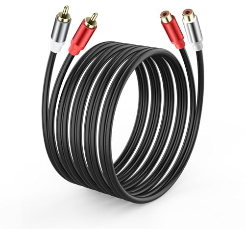 JSADZKJ 2 rallonges RCA 2 câbles RCA mâle femelle audio stéréo subwoofer 2 rallonges RCA stéréo audio 24K plaqué or RCA câble pour système Hi - Fi Haut - parleurs etc.