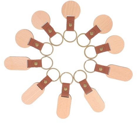 GAROZATION 10stücke Holz Schlüsselanhänger Rohlinge Blank Keychain Diy Handwerk Schlüsselanhänger Anhänger Aus Natürliche Holz Für Selbermachen Basteln