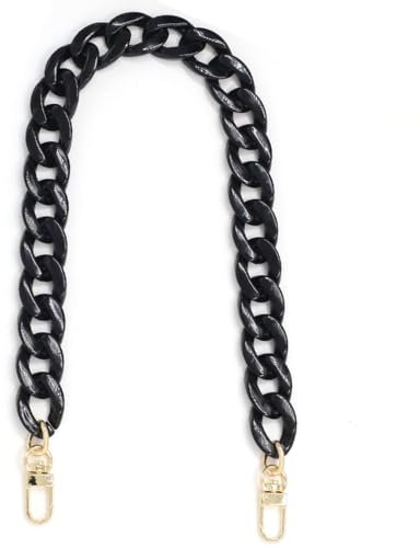 EOYVAIL Taschenherstellung,Acryl-Schultergurtkette, Schulterkette, Schultergurte, Schultergurtzubehör, mit Harz überzogene Kettenschnalle, 60 cm (1 Stück, schwarz)