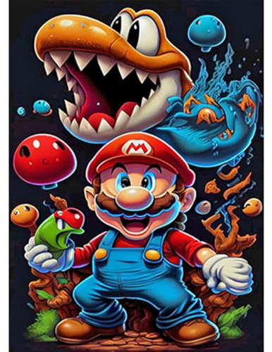 DCIDBEI 40 x 50 cm Diamant-Malset, Dinosaurier, rund, Diamantmalerei, Cartoon, für Erwachsene, Diamant-Stickerei, Pilz, Geschenk für Geburtstag, Party, Hochzeit, Wanddekoration, Kinderzimmer