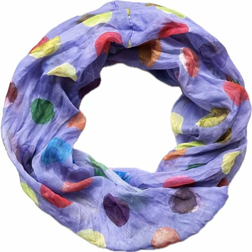 Jeamis Kreis Seide Loop Farbverlauf Frühling Rundschal Rainbow Unisex Sommer Leicht Schal Stola Dots