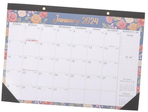 JEWEDECO Wandkalender Monate Hängender Monatskalender Für Büro Und Zuhause Praktische Planung Mit Blumenmotiv Langlebig Und Vielseitig Einsetzbar