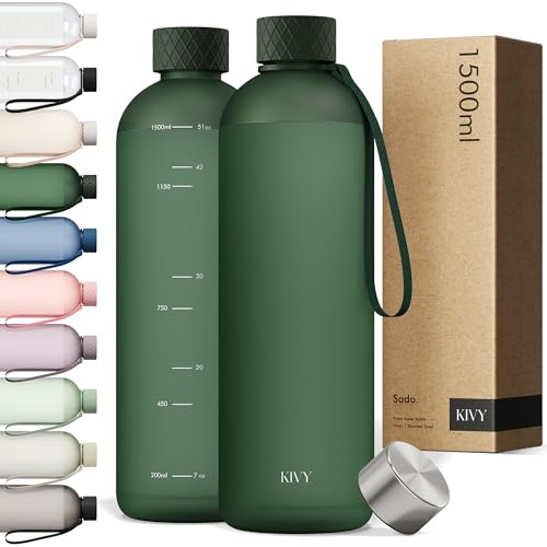 KIVY Trinkflasche 1,5l aus Tritan - Kohlensäure geeignet & Auslaufsicher | Für Sport, Schule & Büro - Große Wasserflasche 1,5 Liter - Sport Trinkflasche Gym - Wasserflasche Sprudel geeignet